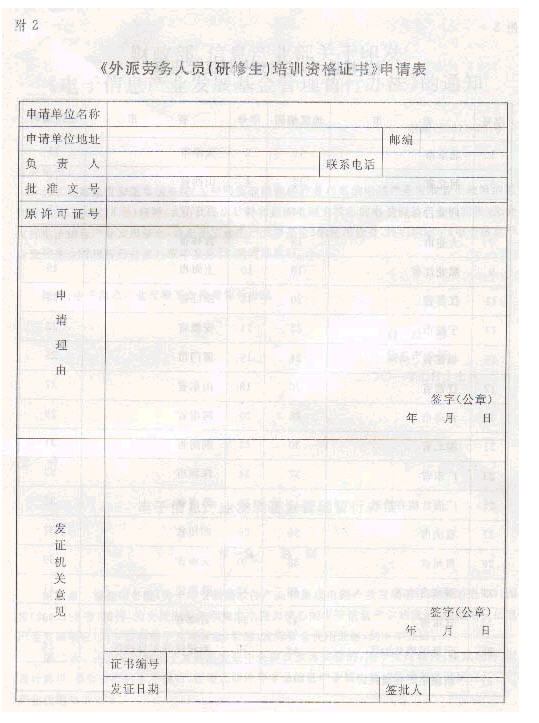 2.《中华人民共和国对外经济合作资格证书申请